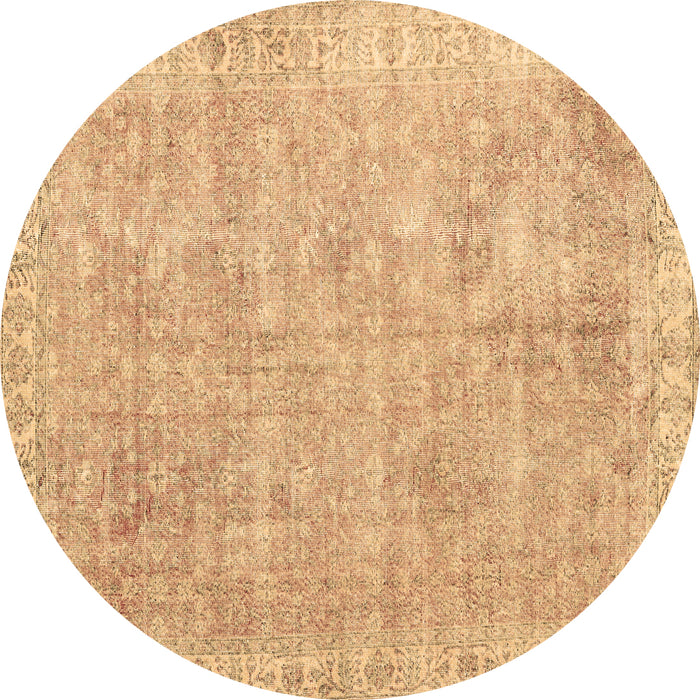 Round Persian Brown Traditional Rug, tr2462brn