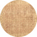 Round Persian Brown Traditional Rug, tr2462brn