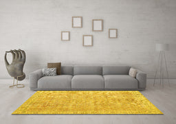 Machine Washable Persian Yellow Traditional Rug in a Living Room, wshtr2462yw