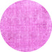 Round Machine Washable Persian Pink Traditional Rug, wshtr2462pnk