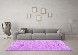 Machine Washable Persian Purple Traditional Area Rugs in a Living Room, wshtr2462pur