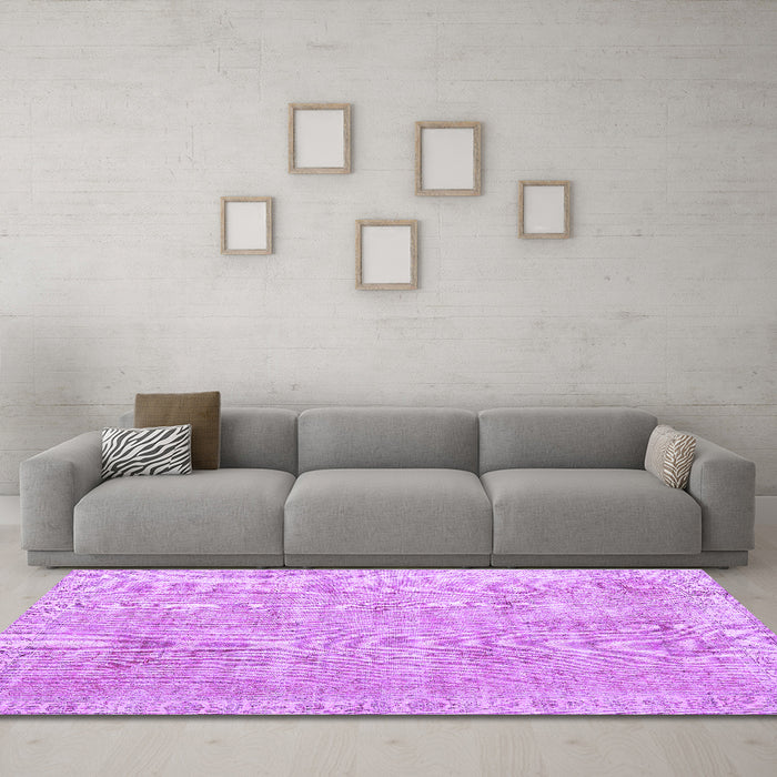Machine Washable Persian Purple Traditional Area Rugs in a Living Room, wshtr2462pur