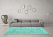 Machine Washable Persian Turquoise Traditional Area Rugs in a Living Room,, wshtr2462turq