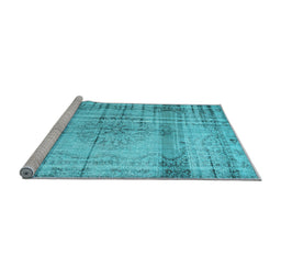 Sideview of Machine Washable Persian Light Blue Traditional Rug, wshtr2463lblu