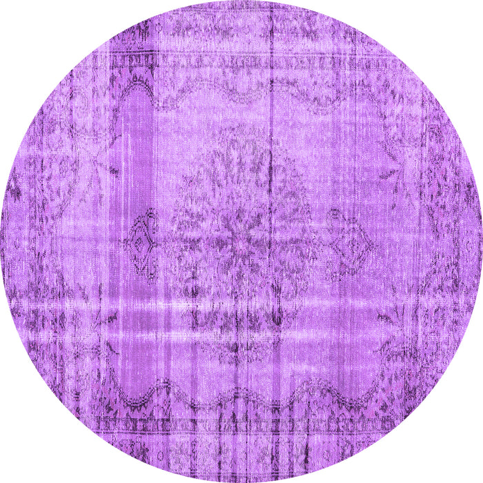 Round Machine Washable Persian Purple Traditional Area Rugs, wshtr2463pur