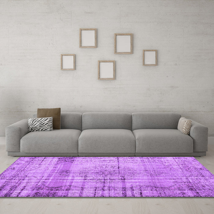 Machine Washable Persian Purple Traditional Area Rugs in a Living Room, wshtr2463pur