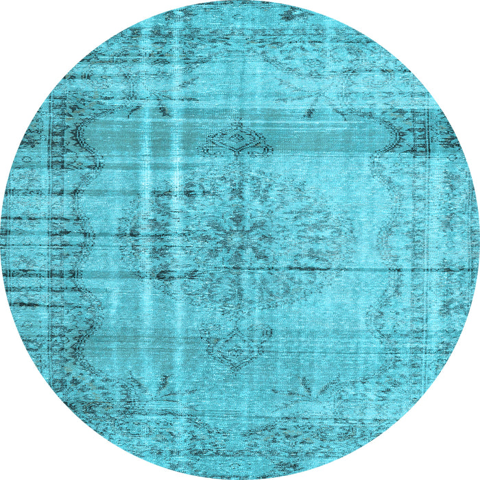 Round Machine Washable Persian Light Blue Traditional Rug, wshtr2463lblu