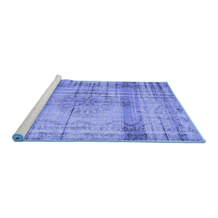 Sideview of Machine Washable Persian Blue Traditional Rug, wshtr2463blu