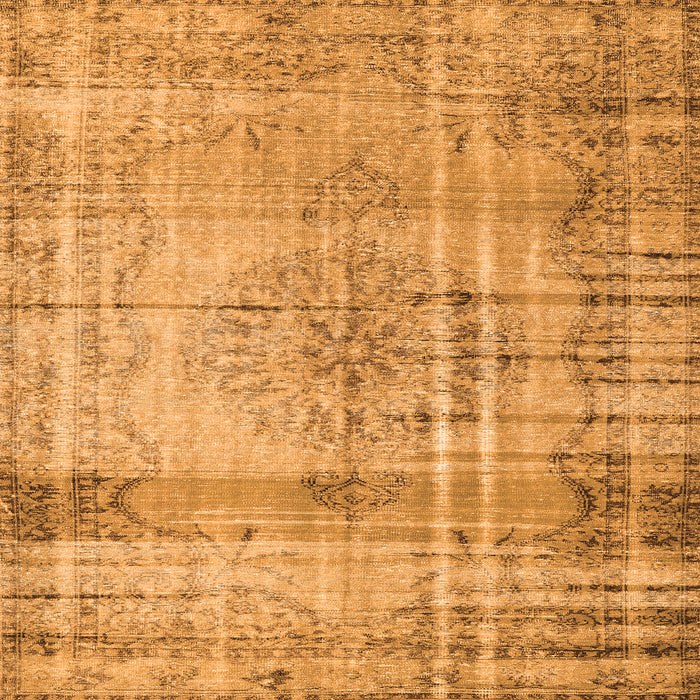 Round Machine Washable Persian Orange Traditional Area Rugs, wshtr2463org