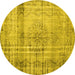 Round Persian Yellow Traditional Rug, tr2463yw