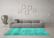 Machine Washable Persian Turquoise Traditional Area Rugs in a Living Room,, wshtr2463turq