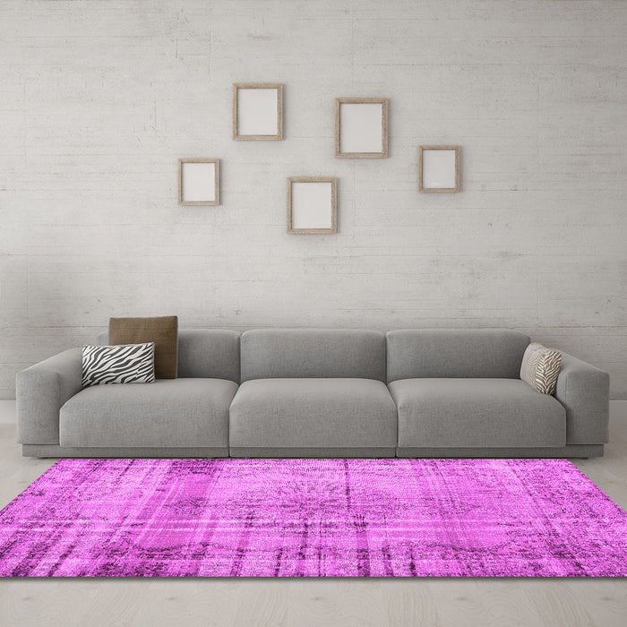 Machine Washable Persian Pink Traditional Rug in a Living Room, wshtr2463pnk