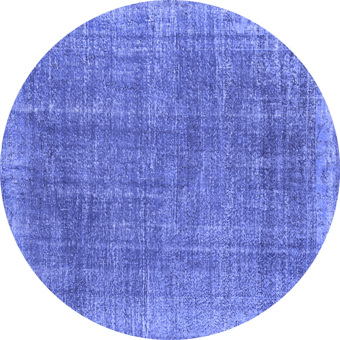 Round Machine Washable Persian Blue Traditional Rug, wshtr2464blu