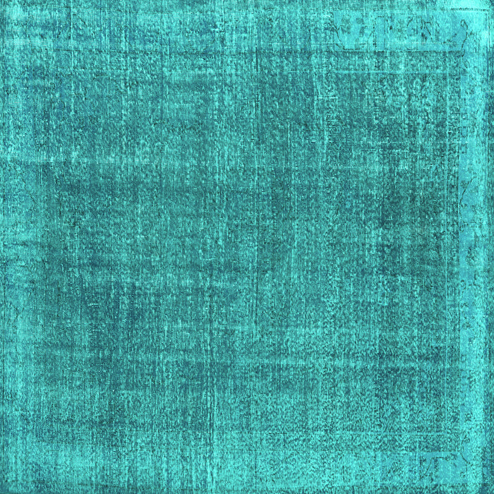 Square Machine Washable Persian Turquoise Traditional Area Rugs, wshtr2464turq
