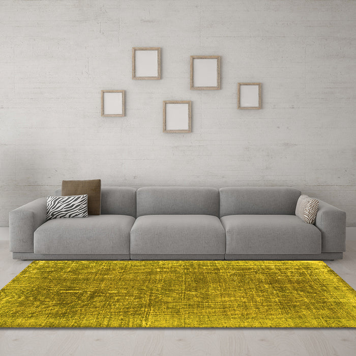 Machine Washable Persian Yellow Traditional Rug in a Living Room, wshtr2464yw