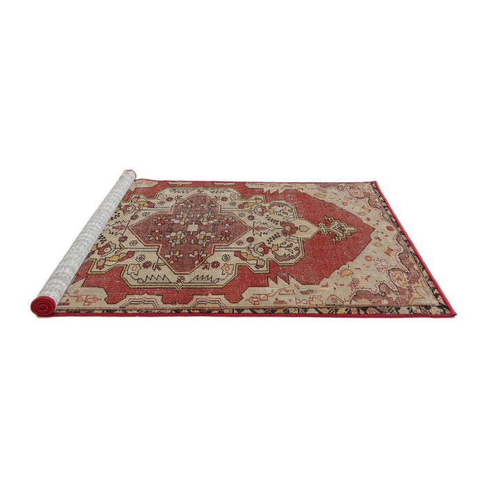 Sideview of Machine Washable Traditional Fire Brick Red Rug, wshtr2465