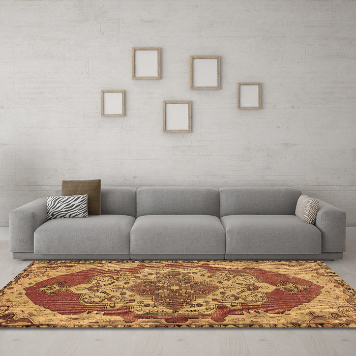 Machine Washable Persian Brown Traditional Rug in a Living Room,, wshtr2465brn