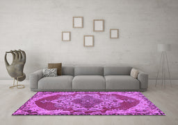 Machine Washable Persian Purple Traditional Area Rugs in a Living Room, wshtr2465pur