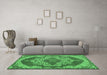 Machine Washable Persian Emerald Green Traditional Area Rugs in a Living Room,, wshtr2465emgrn