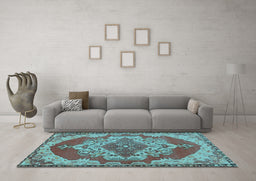 Machine Washable Persian Light Blue Traditional Rug in a Living Room, wshtr2465lblu