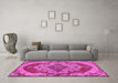 Machine Washable Persian Pink Traditional Rug in a Living Room, wshtr2465pnk