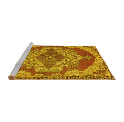 Sideview of Machine Washable Persian Yellow Traditional Rug, wshtr2465yw
