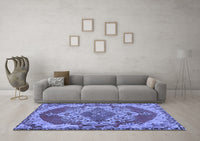 Machine Washable Persian Blue Traditional Rug, wshtr2465blu