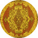 Round Persian Yellow Traditional Rug, tr2465yw