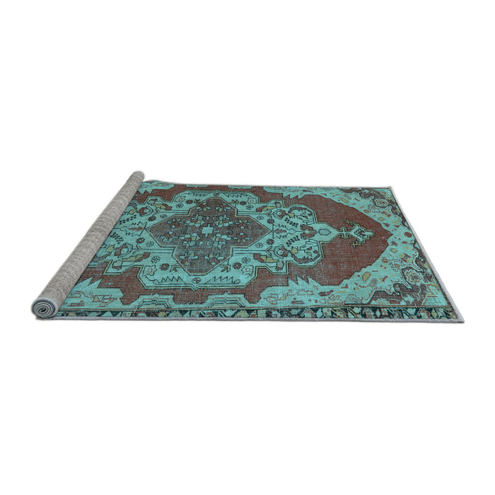 Sideview of Machine Washable Persian Light Blue Traditional Rug, wshtr2465lblu