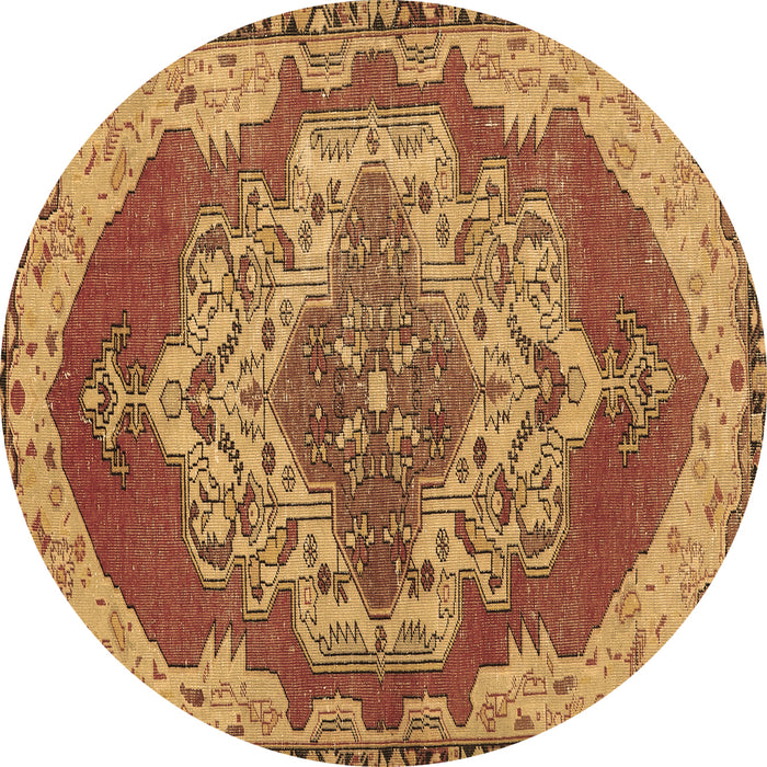 Round Persian Brown Traditional Rug, tr2465brn