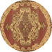 Round Persian Brown Traditional Rug, tr2465brn
