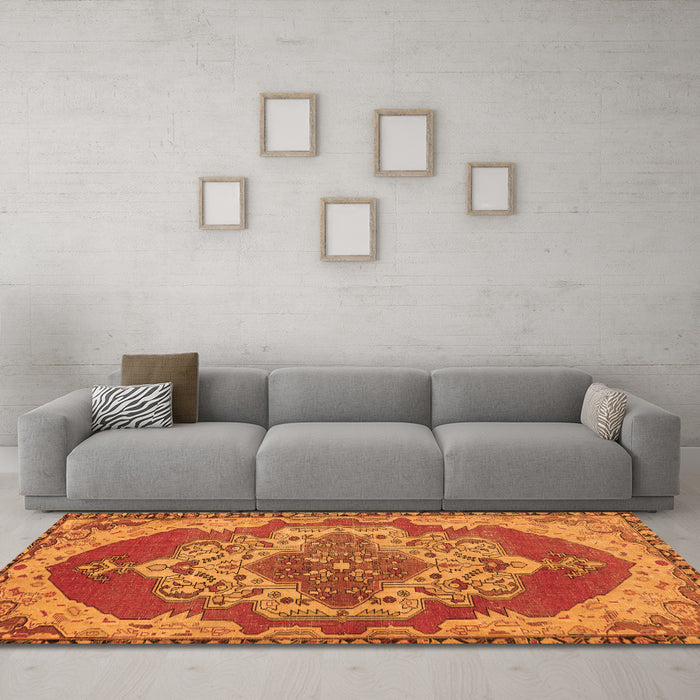 Machine Washable Persian Orange Traditional Area Rugs in a Living Room, wshtr2465org