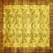 Square Machine Washable Persian Yellow Traditional Rug, wshtr2466yw