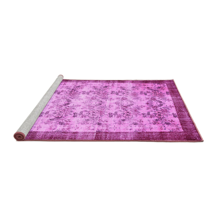 Sideview of Machine Washable Persian Pink Traditional Rug, wshtr2466pnk