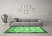 Machine Washable Persian Emerald Green Traditional Area Rugs in a Living Room,, wshtr2466emgrn