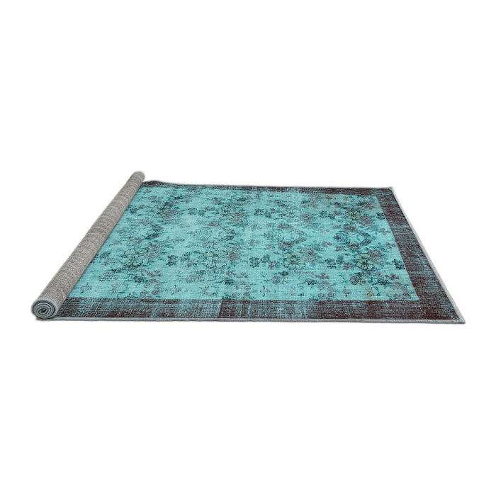 Sideview of Machine Washable Persian Light Blue Traditional Rug, wshtr2466lblu