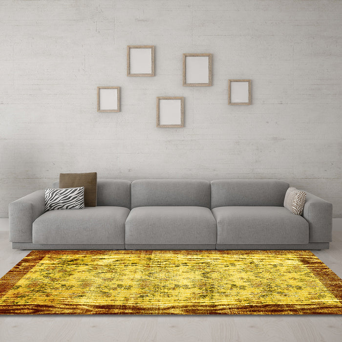 Machine Washable Persian Yellow Traditional Rug in a Living Room, wshtr2466yw