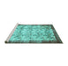 Sideview of Machine Washable Persian Turquoise Traditional Area Rugs, wshtr2466turq