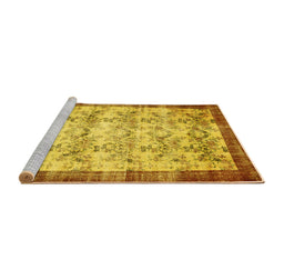 Sideview of Machine Washable Persian Yellow Traditional Rug, wshtr2466yw