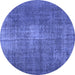 Round Persian Blue Traditional Rug, tr2467blu