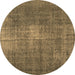 Round Persian Brown Traditional Rug, tr2467brn