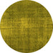 Round Persian Yellow Traditional Rug, tr2467yw