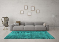 Machine Washable Persian Turquoise Traditional Rug, wshtr2467turq