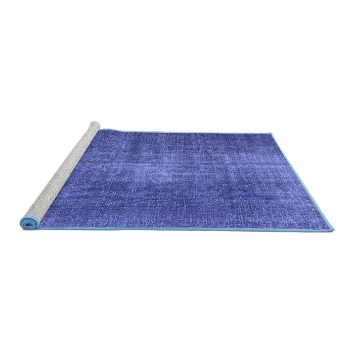 Sideview of Machine Washable Persian Blue Traditional Rug, wshtr2467blu