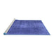 Sideview of Machine Washable Persian Blue Traditional Rug, wshtr2467blu