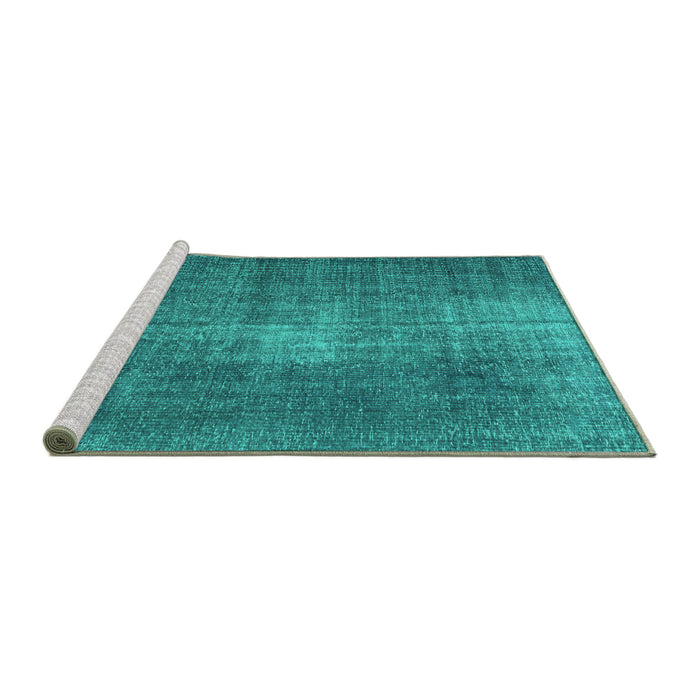 Sideview of Machine Washable Persian Turquoise Traditional Area Rugs, wshtr2467turq