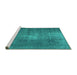 Sideview of Machine Washable Persian Turquoise Traditional Area Rugs, wshtr2467turq