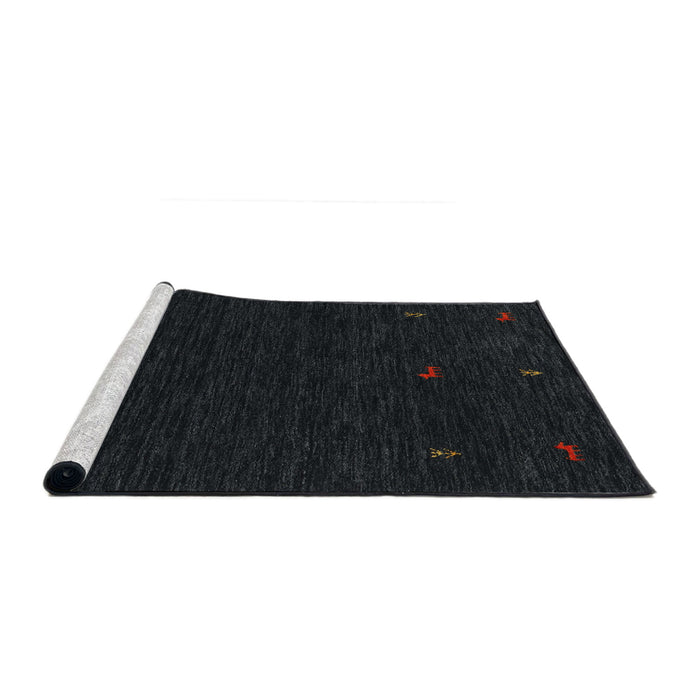 Sideview of Machine Washable Traditional Black Rug, wshtr2468