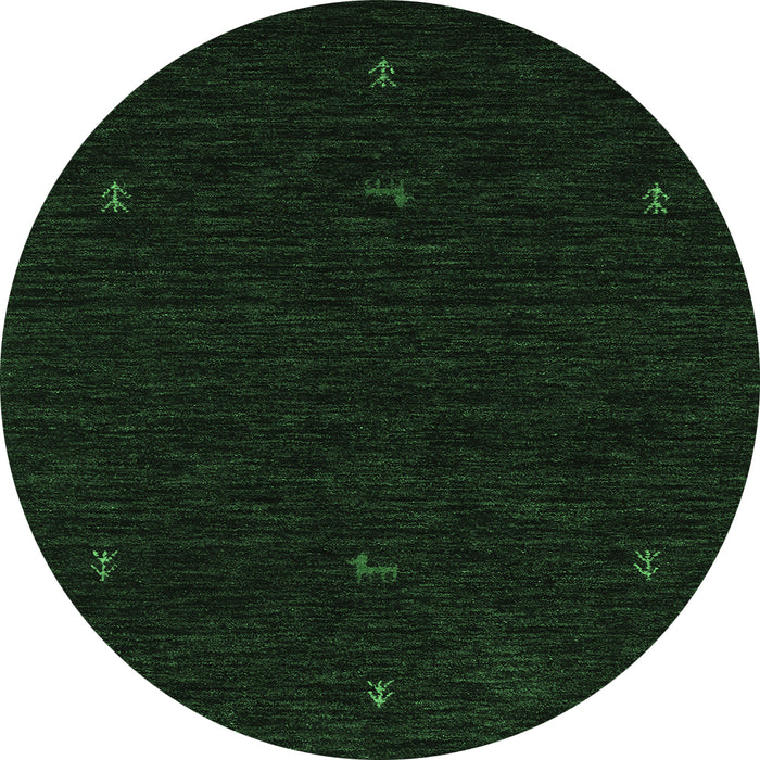 Round Machine Washable Persian Emerald Green Traditional Area Rugs, wshtr2468emgrn