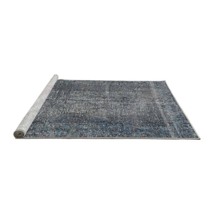 Sideview of Machine Washable Traditional Dark Gray Rug, wshtr2469
